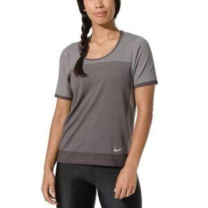 Nike Womens Gray Short Sleeve Infinite Knit Running Top Activewear Sz M New